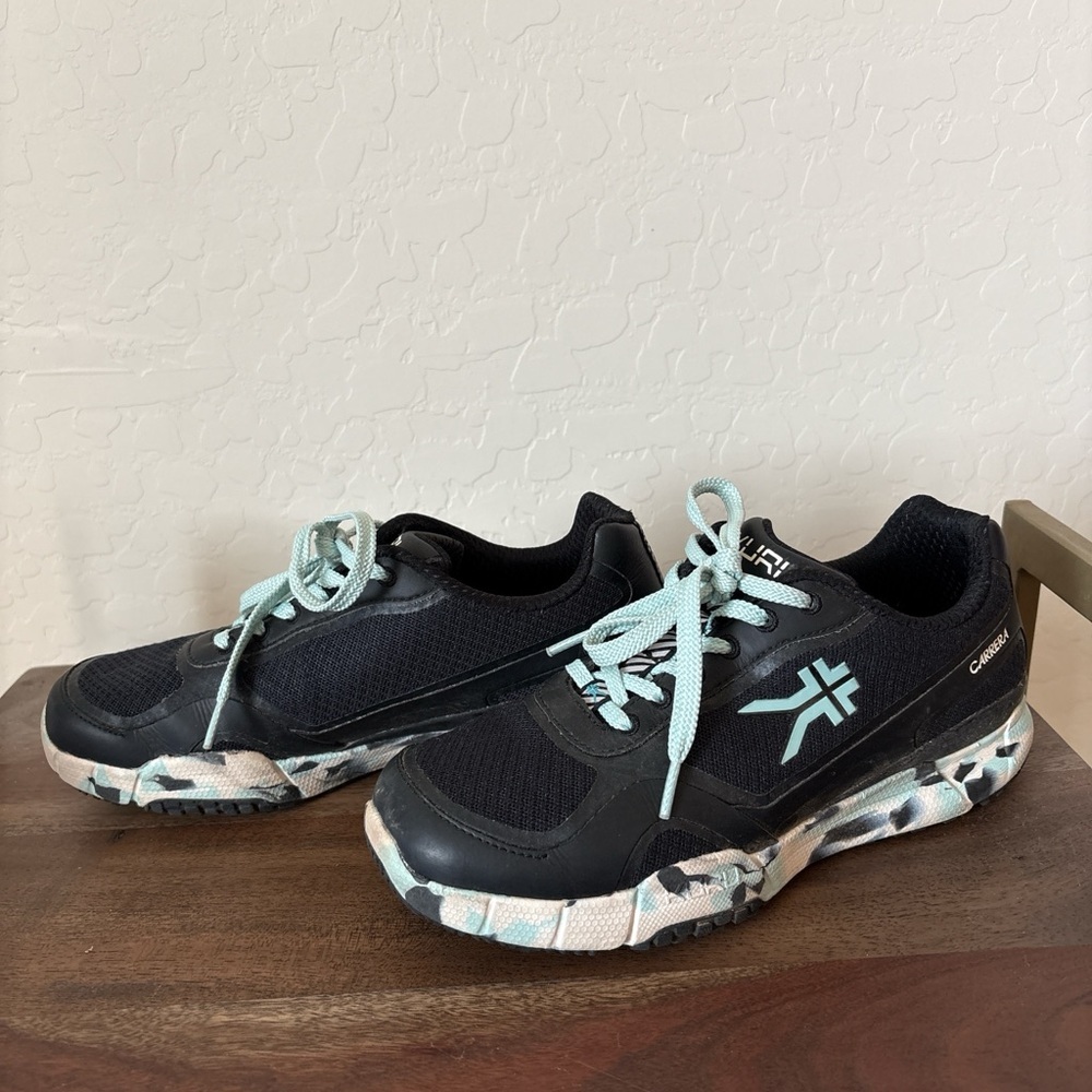 Kuru Carrera Womens Comfort Running, Walking Shoes Sneakers Black, Sky Blue. 7